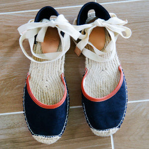 Joie Miramar tie up Espadrille Flat. Black Sandal